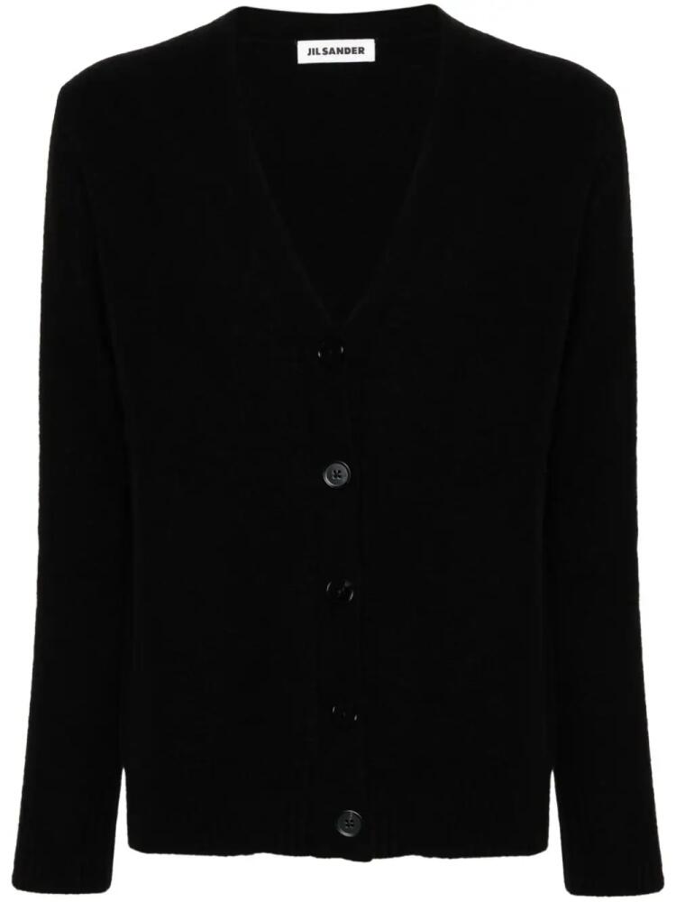 Jil Sander logo-engraved-buttons wool cardigan - Black Cover