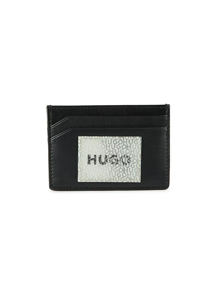 HUGO Men's Chase Logo Leather Card Case - Black Cover