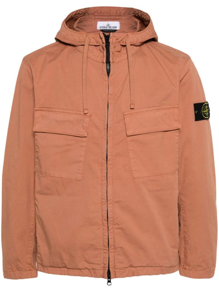 Stone Island stretch-cotton hooded jacket - Brown Cover