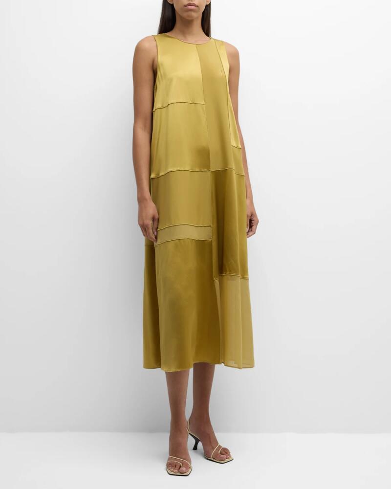 Lafayette 148 New York Block Panel Silk Charmeuse Midi Dress Cover