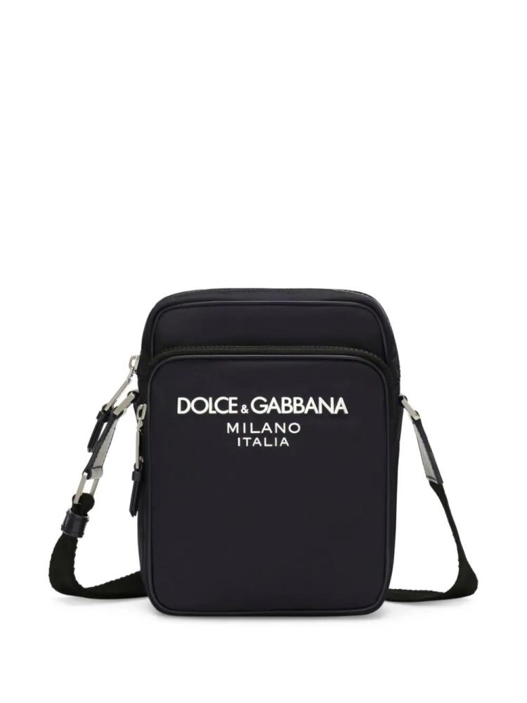 Dolce & Gabbana logo-print zip-fastening shoulder bag - Blue Cover