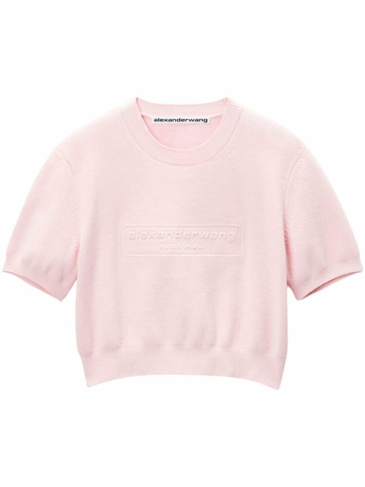 Alexander Wang embossed-logo knitted T-shirt - Pink Cover