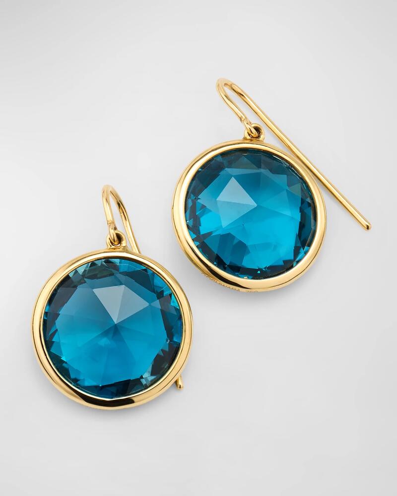 Goshwara Gossip 14mm Faceted Round London Blue Topaz Disc Earrings in 18K Yellow Gold Cover