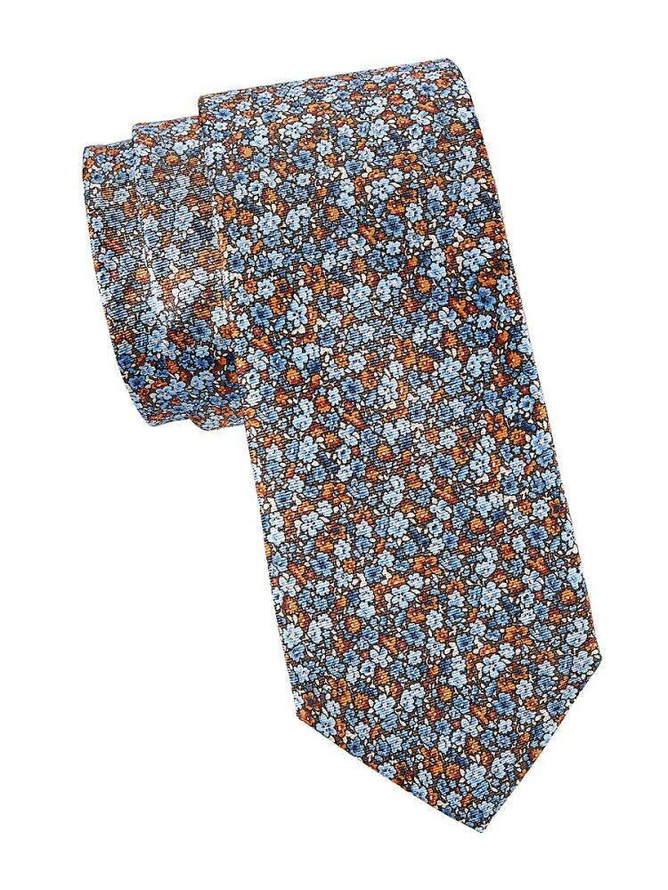 Saks Fifth Avenue Men's Floral Silk Tie - Brown Cover