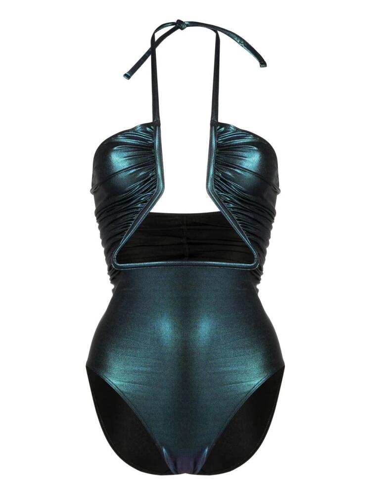 Rick Owens iridescent-effect cut-out swimsuit - Black Cover