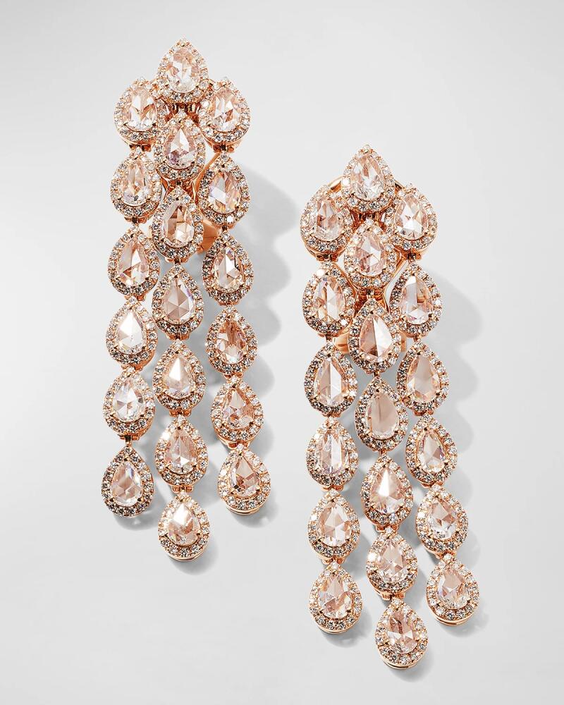 64 Facets 18k Rose Gold Diamond Chandelier Earrings, 5.21tcw Cover