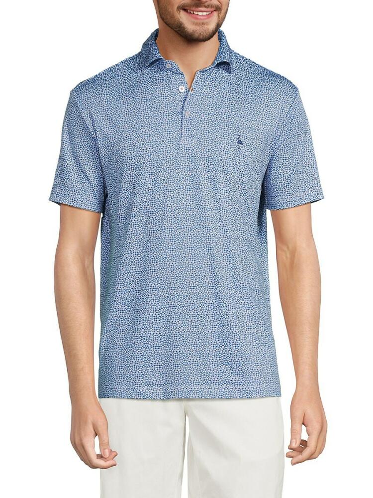 TailorByrd Men's Daisy Floral Performance Polo - Admiral Blue Cover