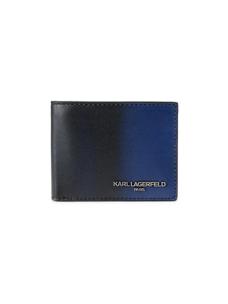 Karl Lagerfeld Paris Men's Leather Bifold Wallet - Blue Cover