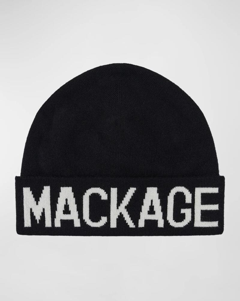 Mackage Men's Kiko Wool-Knit Logo Beanie Hat Cover