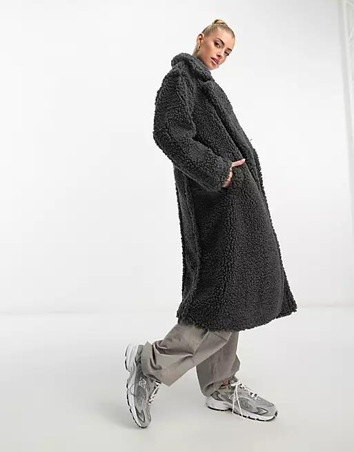 UGG Gertrude long teddy coat in black Cover