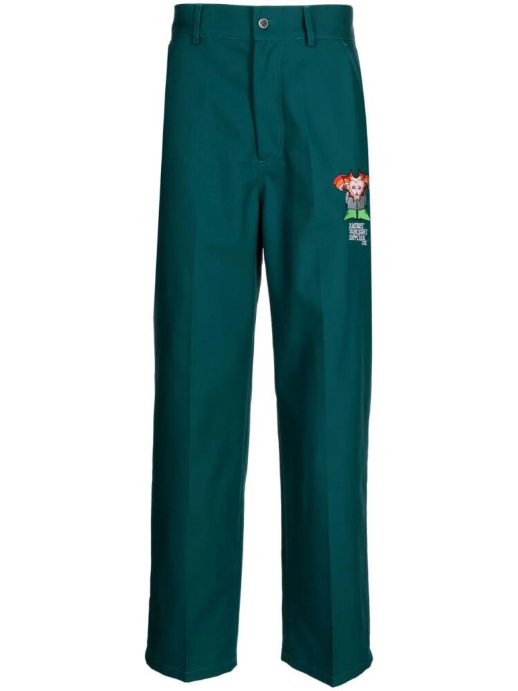 RASSVET logo-embroidered straight-leg trousers - Green Cover