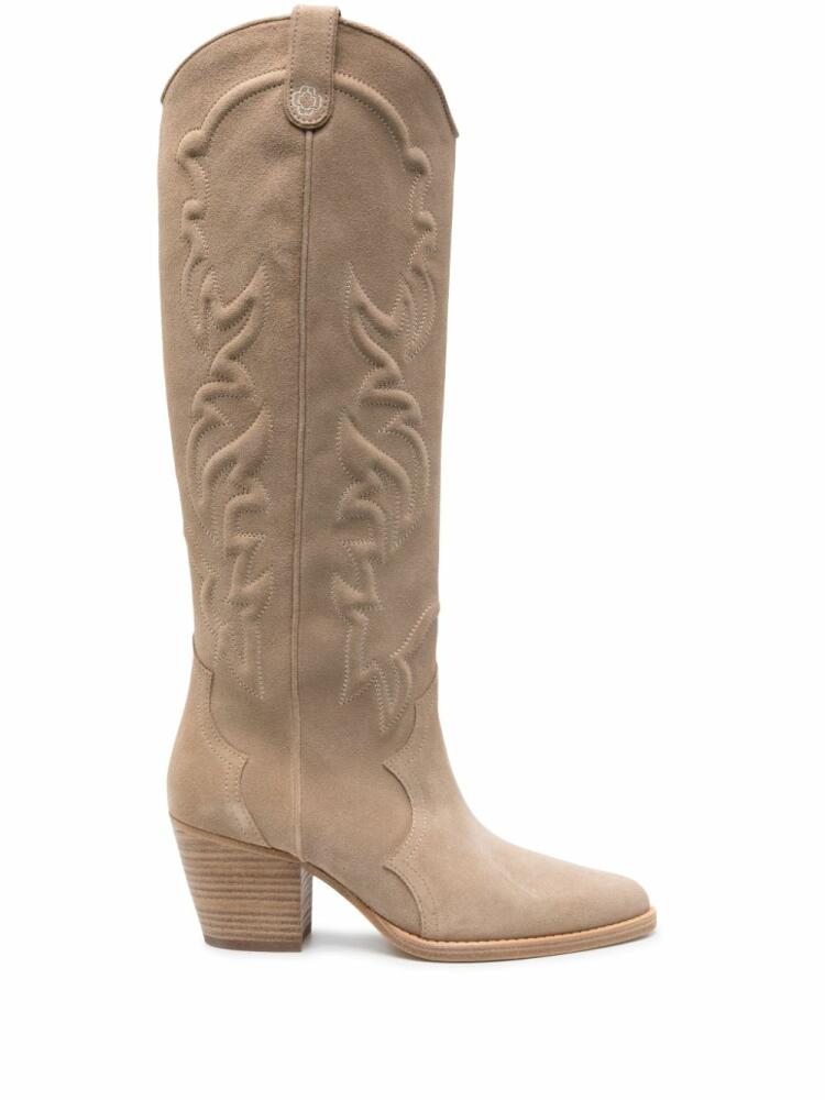 Maje 60mm suede boots - Neutrals Cover