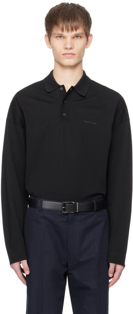 Ferragamo Black Embroidered Polo Cover