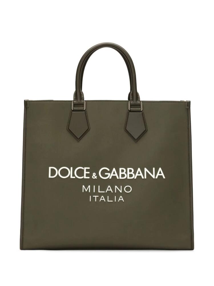 Dolce & Gabbana large logo-print tote bag - Green Cover