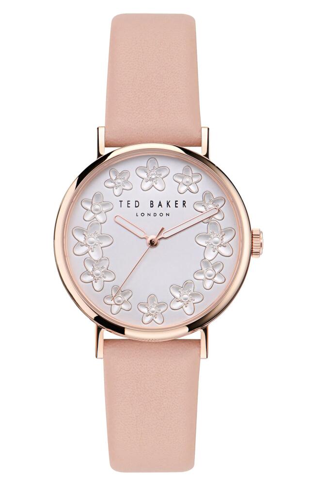 Ted Baker London Floral Leather Strap Watch in Pink Cover