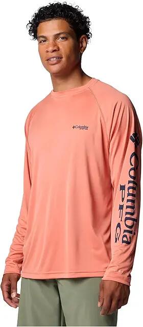 Columbia Terminal Tackle L/S Shirt (Faded Peach/Collegiate Navy Logo) Men's T Shirt Cover