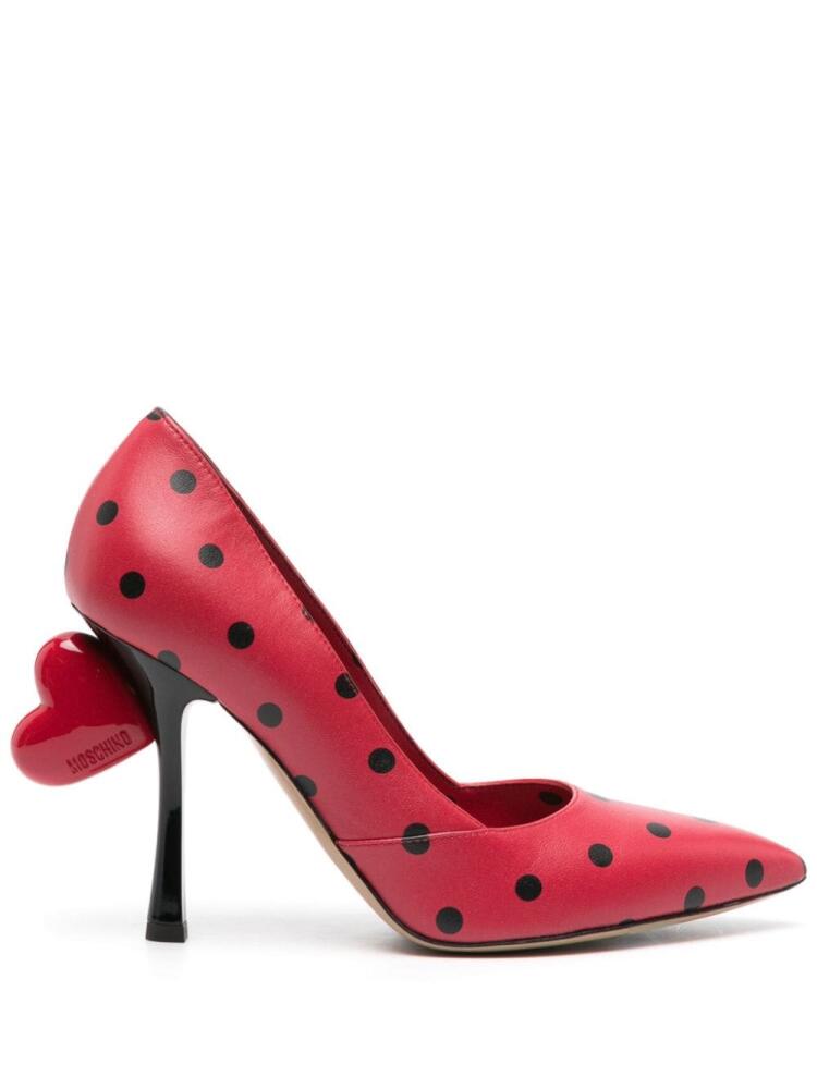 Moschino heart-appliqué polka dot pumps - Red Cover