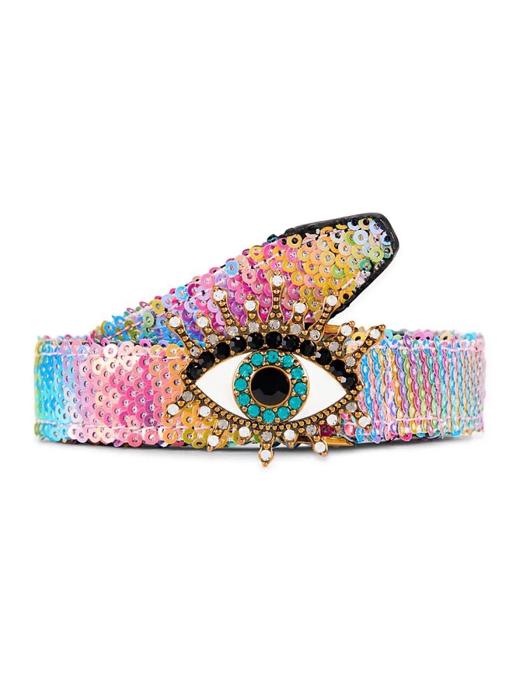 Kurt Geiger London Women's Crystal Eye Rainbow Sequin Belt - Rainbow Cover