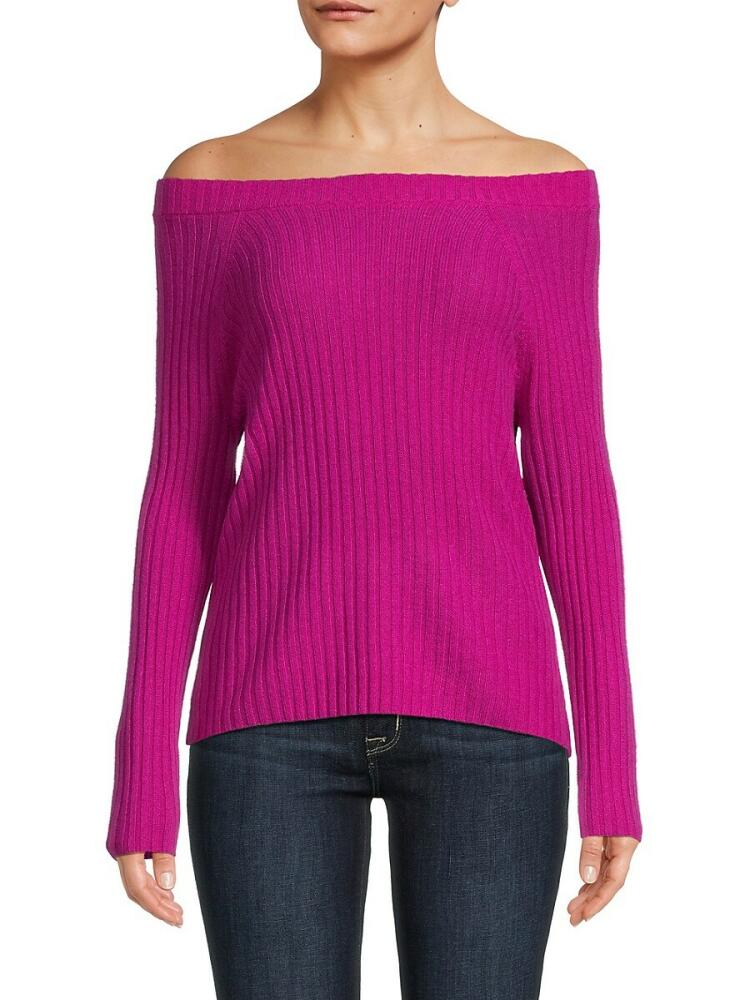 Amicale Women's Ribbed Cashmere Sweater - Fuschia Cover