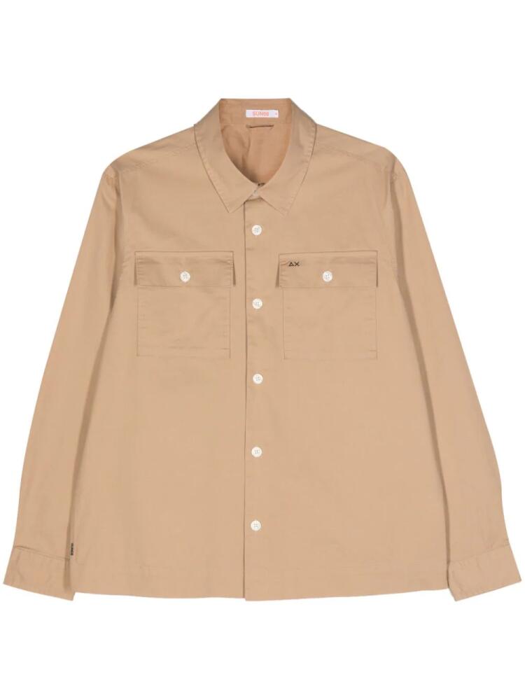 Sun 68 logo-embroidered poplin shirt - Neutrals Cover