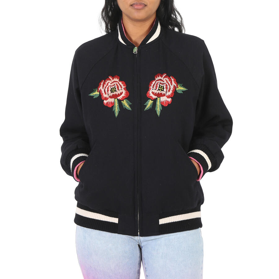 Kenzo Ladies Black Souvenir Reversible Bomber Jacket Cover