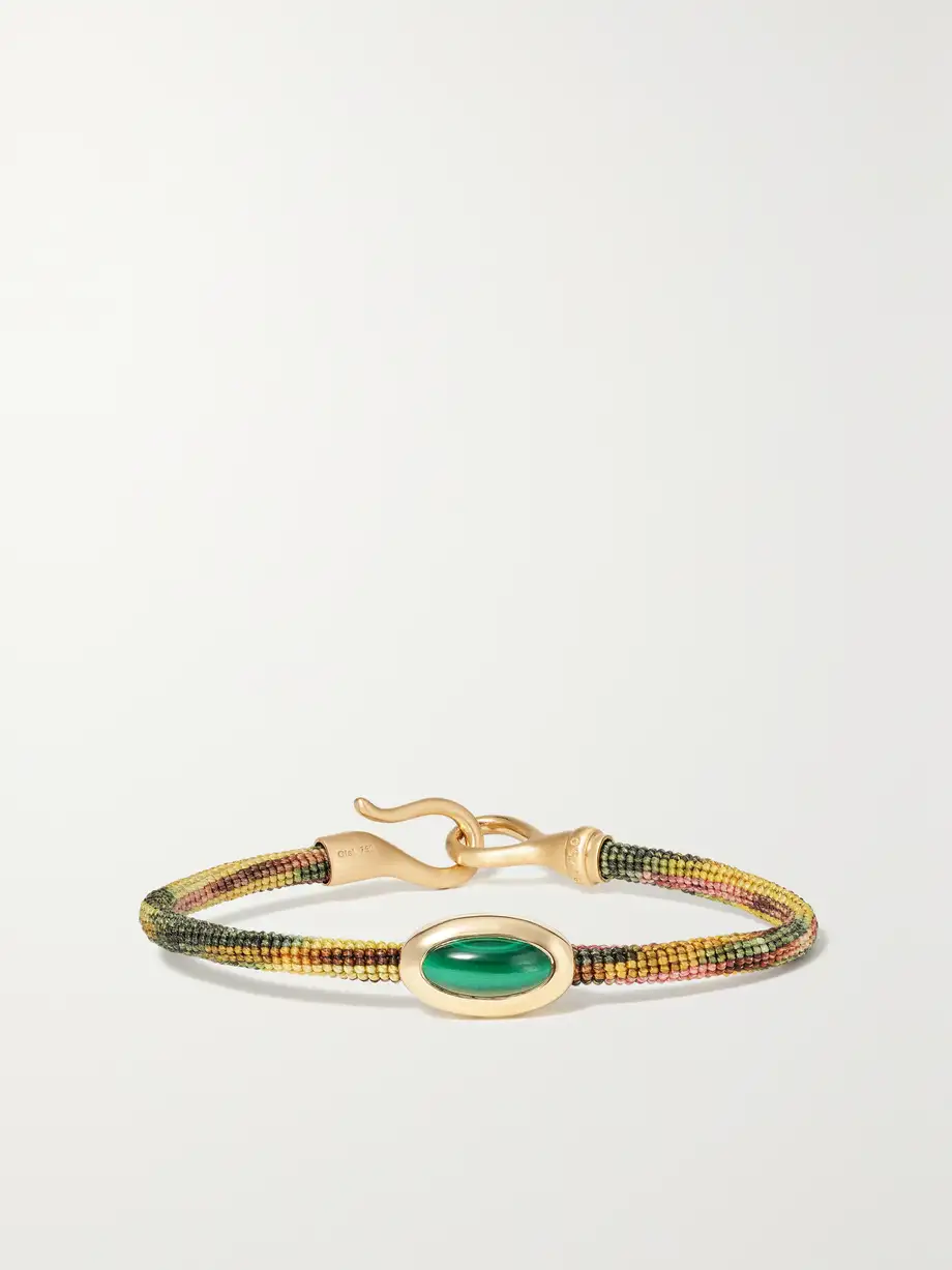 OLE LYNGGAARD COPENHAGEN - Life 18-karat Gold, Malachite And Cord Bracelet - Green Cover