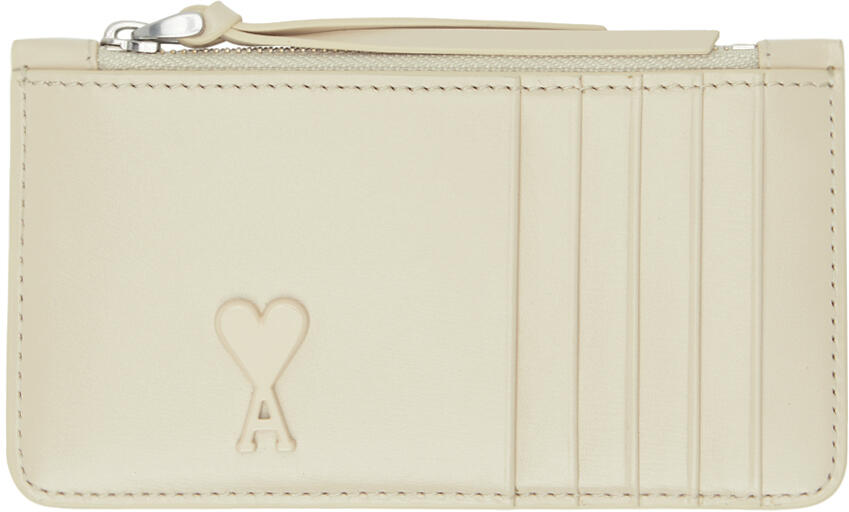 AMI Paris Beige Ami de Cœur Zipped Card Holder Cover