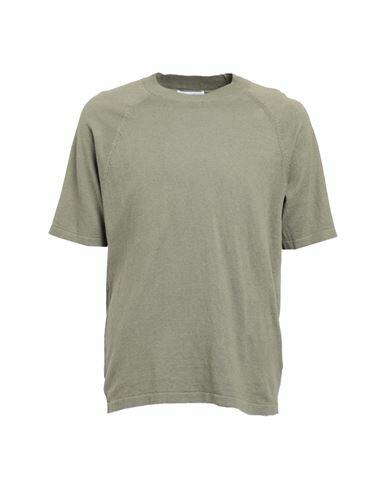 Selected Homme Man Sweater Military green Linen, Organic cotton Cover