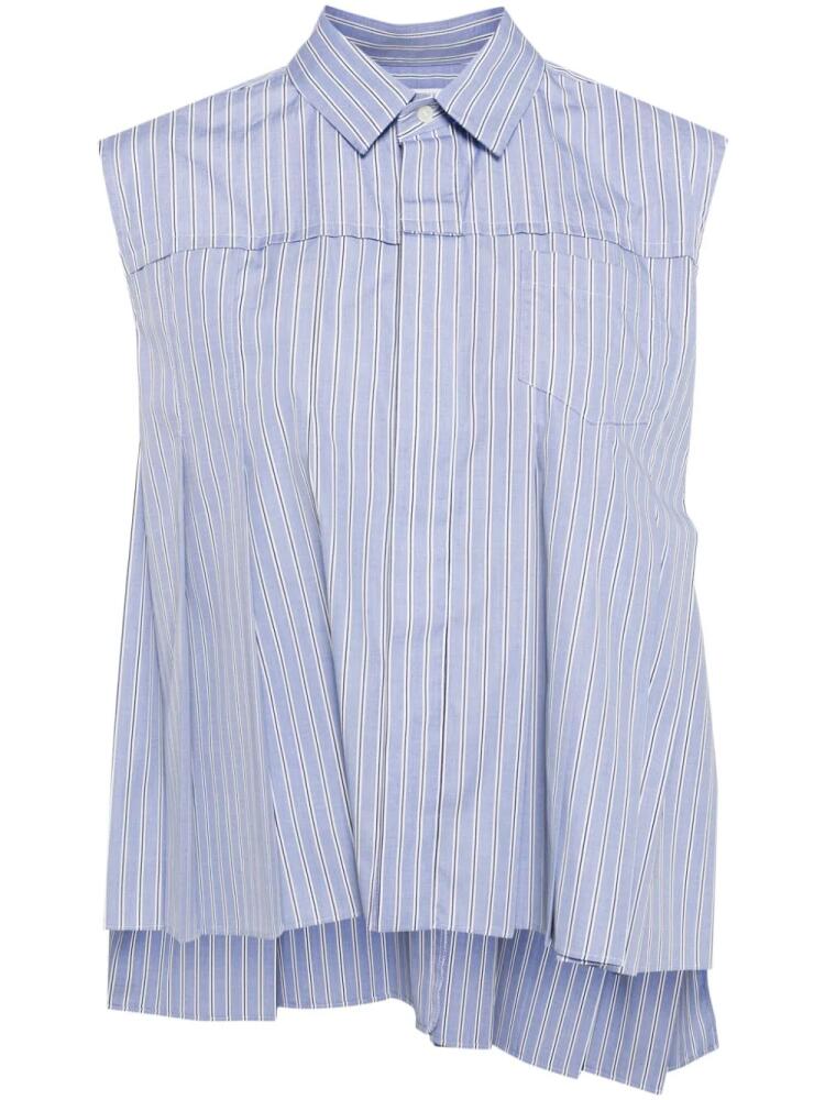 sacai striped button-up tank top - Blue Cover