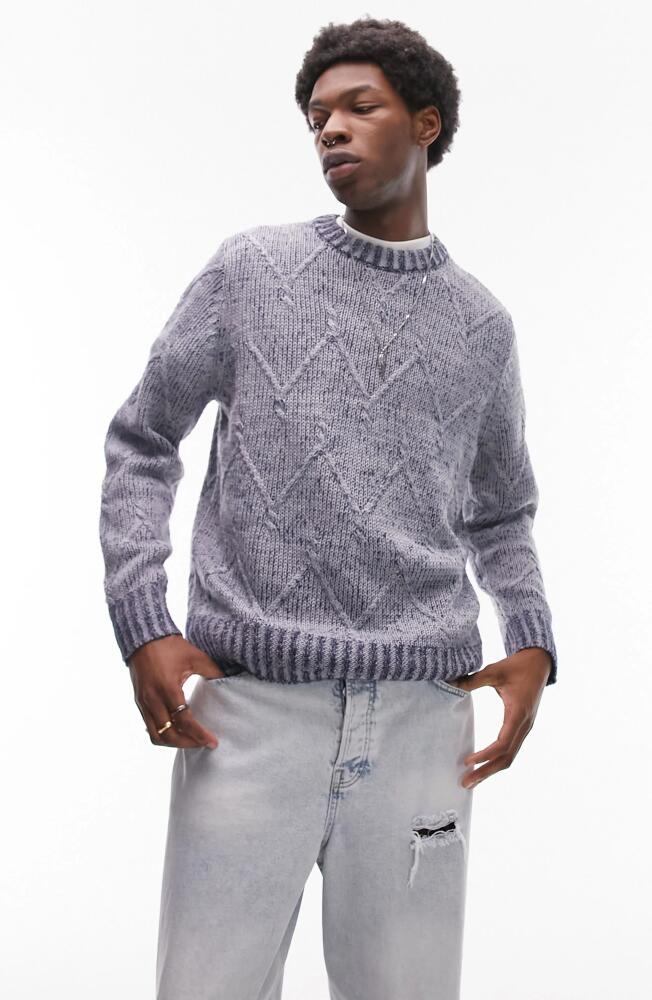 Topman Space Dye Zigzag Jacquard Crewneck Sweater in Light Blue Cover