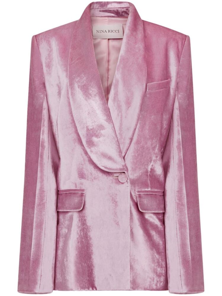 Nina Ricci velvet single-breasted blazer - Pink Cover