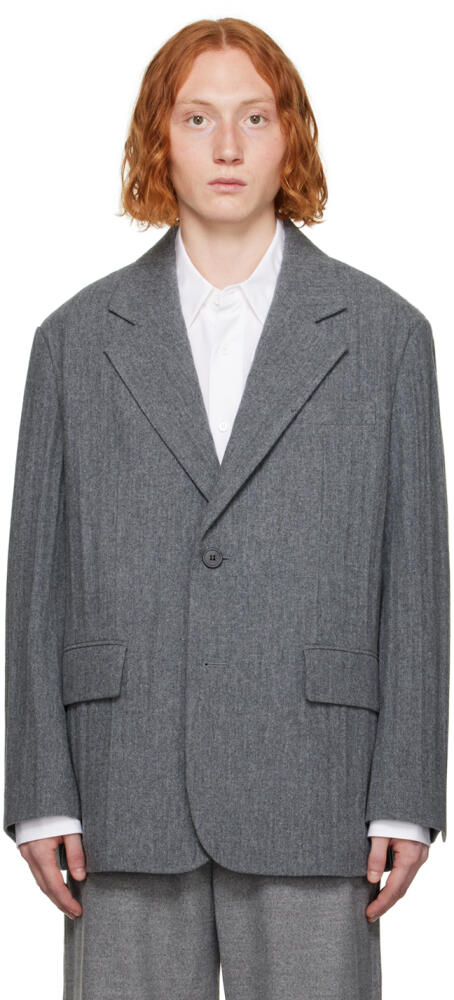 Solid Homme Gray Pleated Blazer Cover