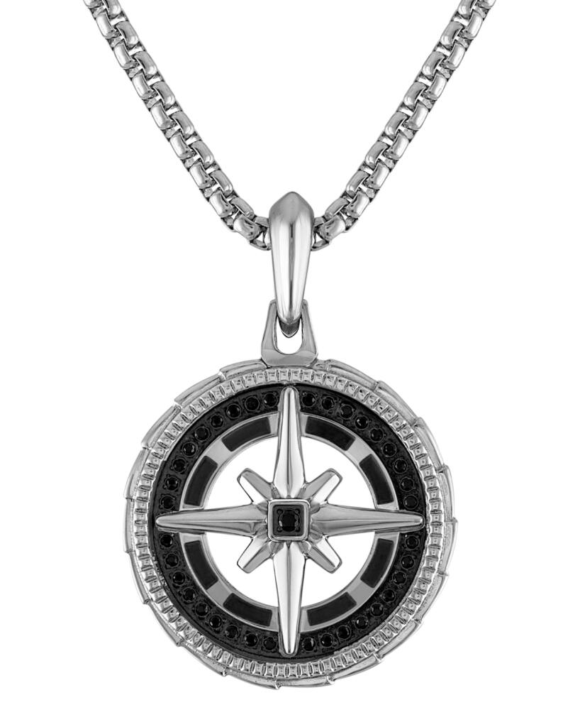 Bulova Stainless Steel Black Diamond Marine Star Pendant Necklace, 24" + 2" extender - Silver Tone Cover