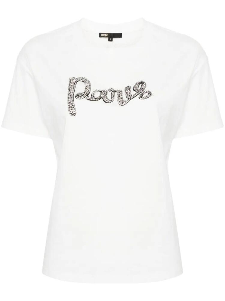 Maje Paris-appliqué cotton T-shirt - White Cover