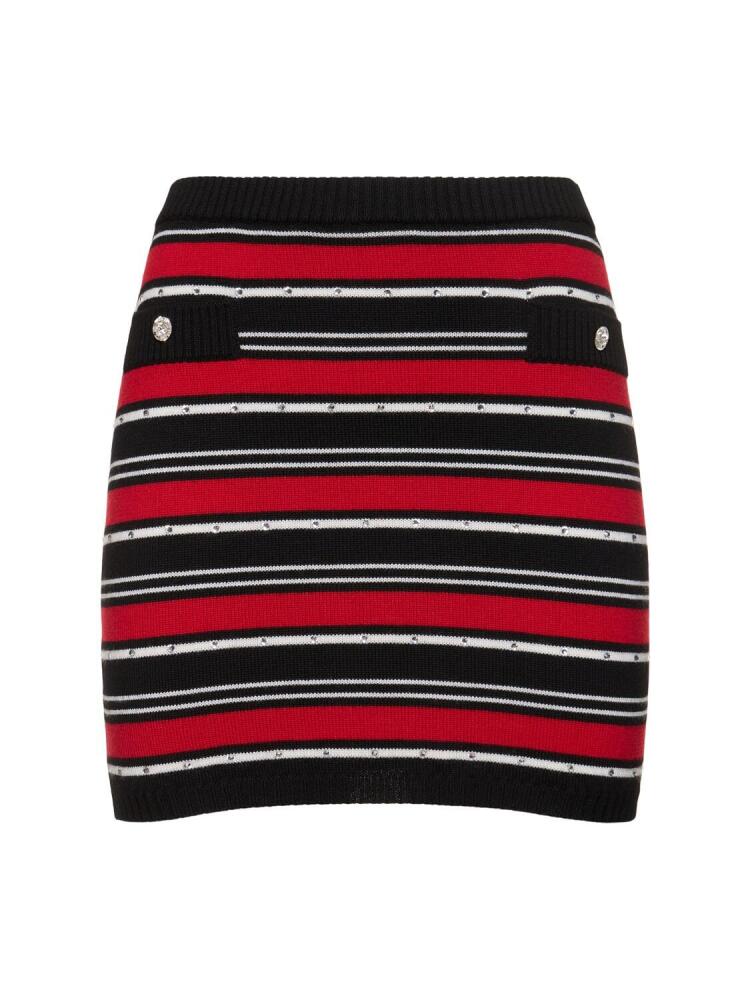 ALESSANDRA RICH Striped Wool Knit Mini Skirt Cover