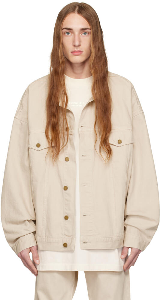 Fear of God ESSENTIALS Taupe Patch Denim Jacket Cover