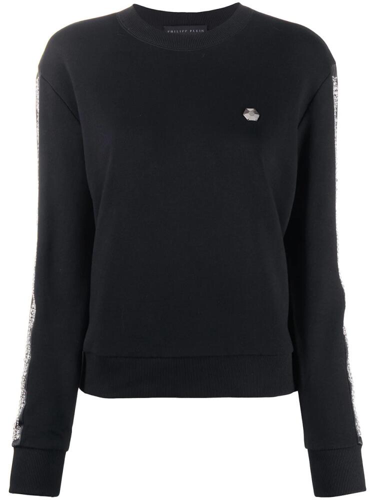 Philipp Plein rhinestone-embellished stripe sweatshirt - Black Cover