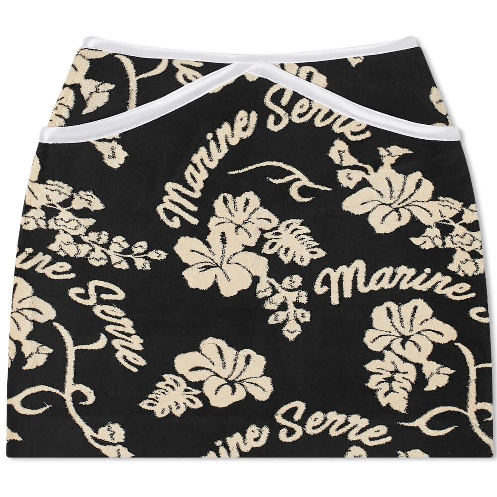 Marine Serre Women's Jersey Jacquard Floral Skirt in Black Cover