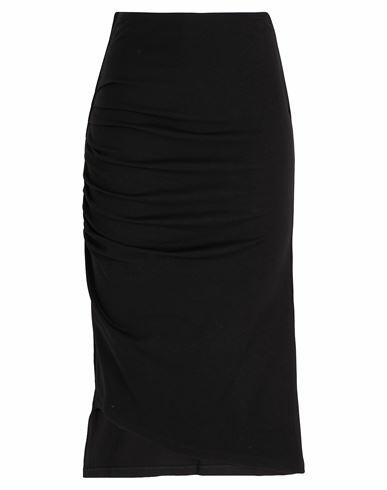 8 By Yoox Viscose Midi Skirt W/ Side Gathering & Split Woman Midi skirt Black Viscose, Recycled polyamide, Elastane Cover