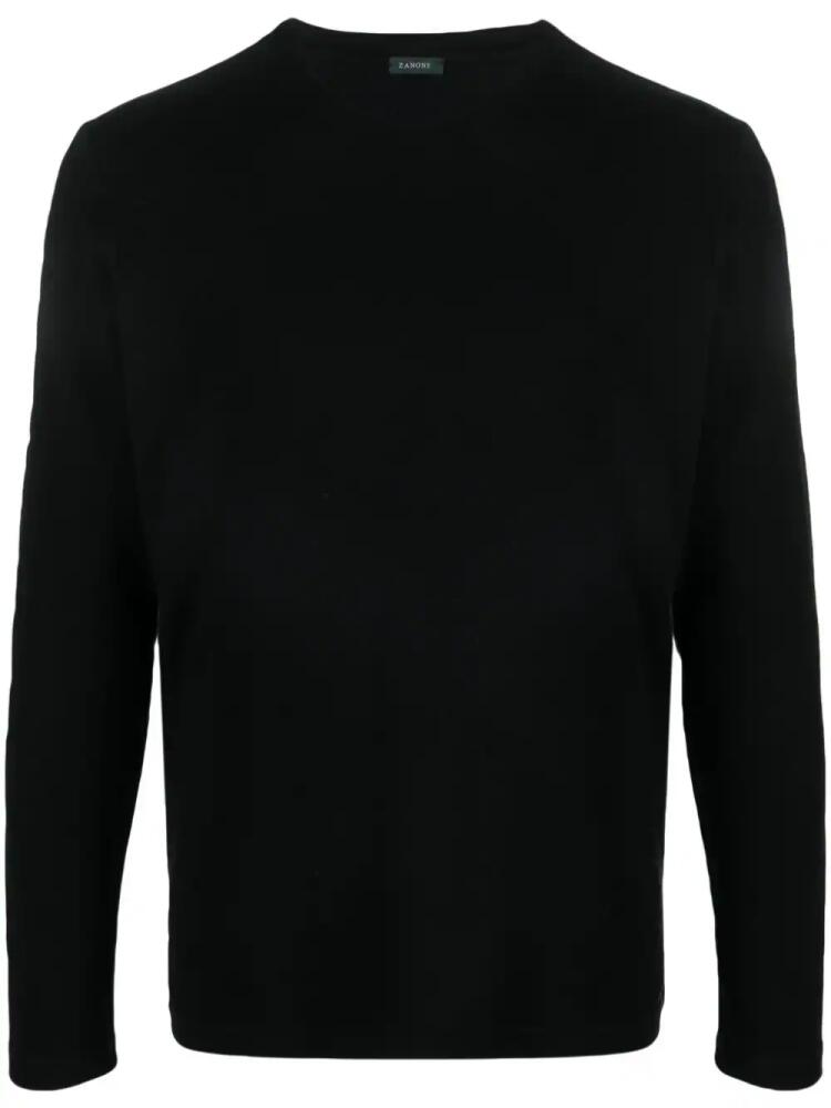 Zanone crew-neck long-sleeve T-shirt - Black Cover