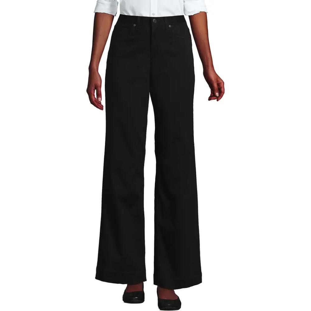 Lands' End High Rise 5 Pocket Wide Leg Chino Pants in Black Cover