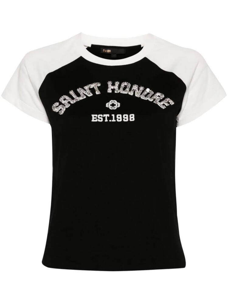 Maje Saint-Honoré crystal-embellished T-shirt - Black Cover