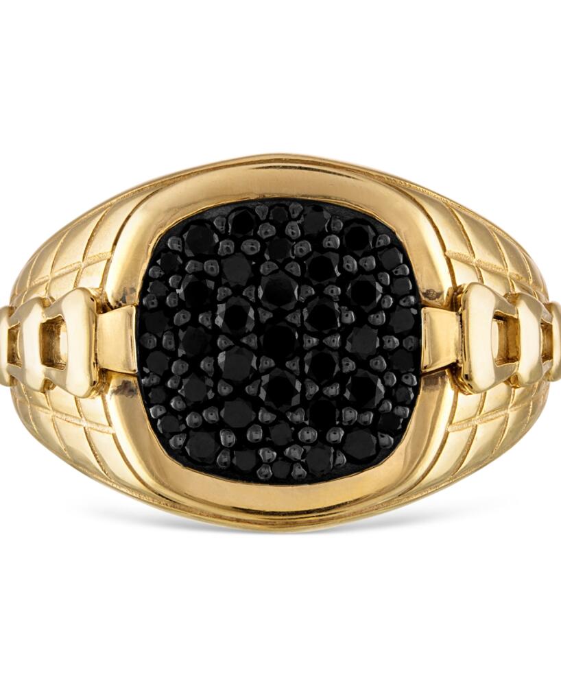 Bulova Men's Classic Black Diamond (1/2 ct. t.w.) Ring in 14k Gold-Plated Sterling Silver - Gold Cover