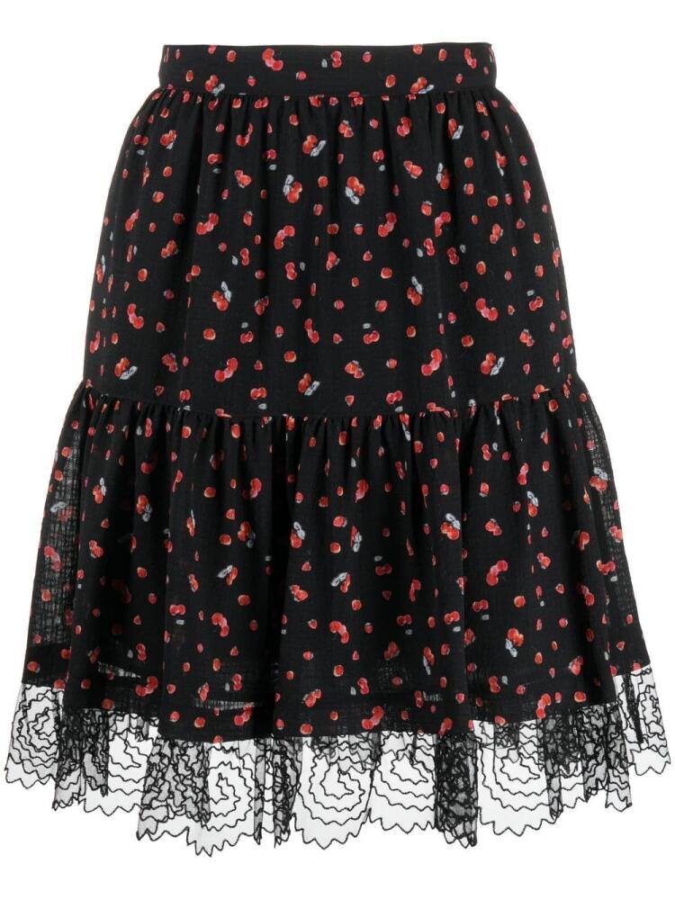 See by Chloé cherry pattern ruched skirt - Black Cover