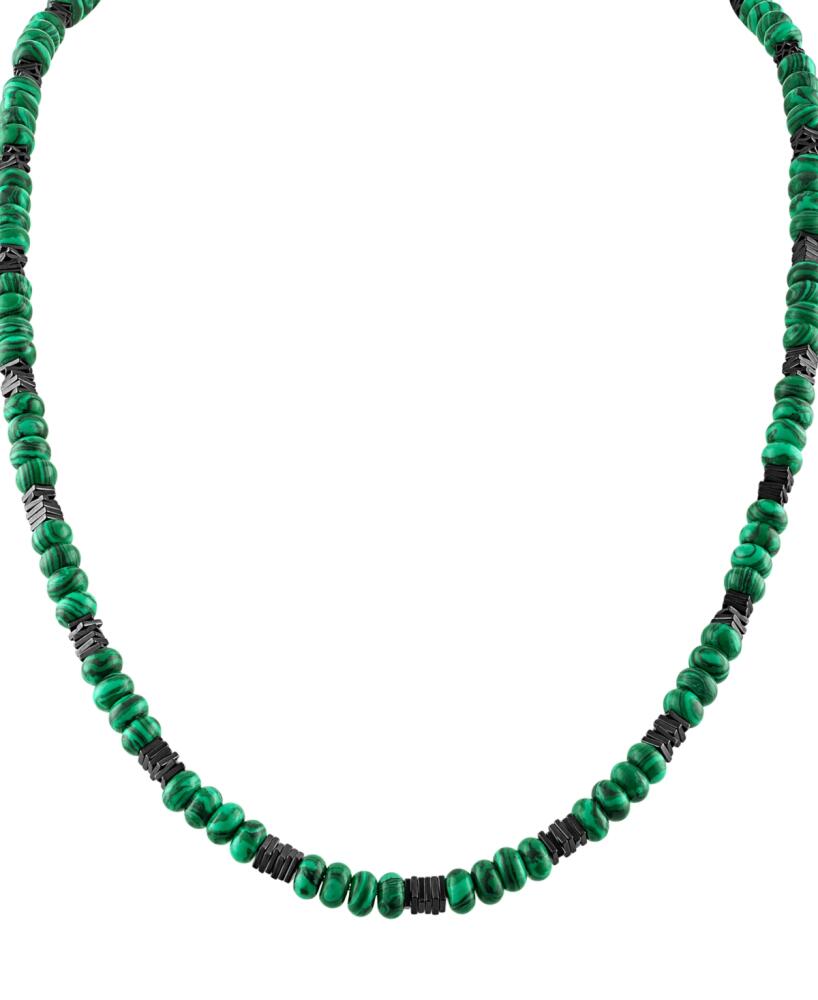 Bulova Men's Marine Star Malachite Beaded 22" Necklace in 14k Gold-Plated Sterling Silver - Na Cover