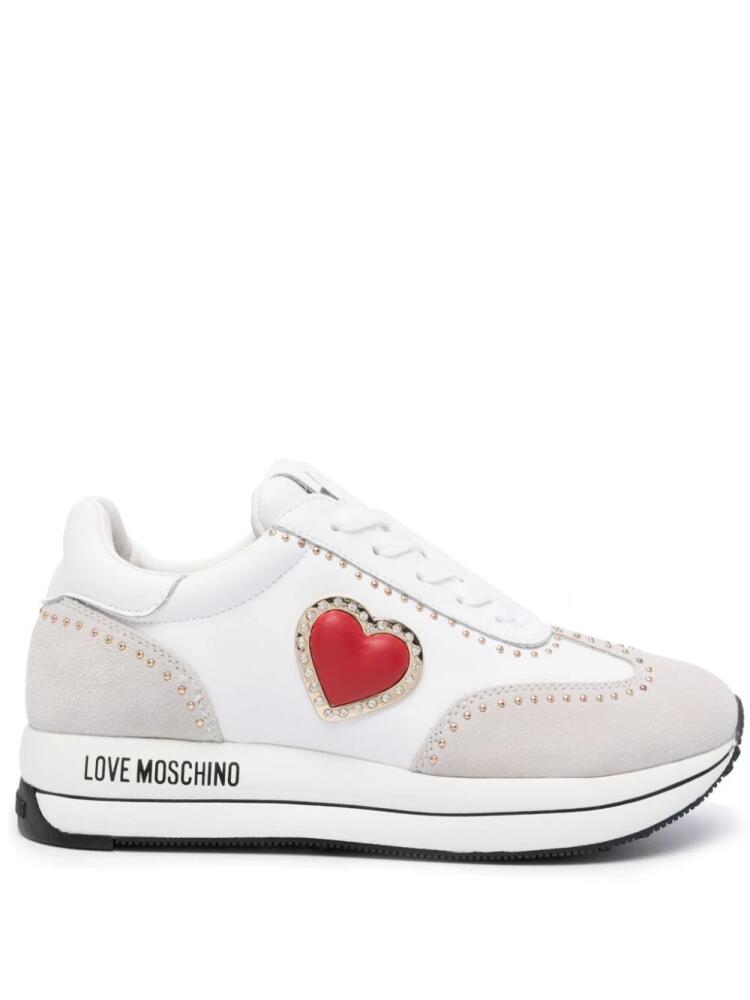 Love Moschino heart-patch leather sneakers - White Cover