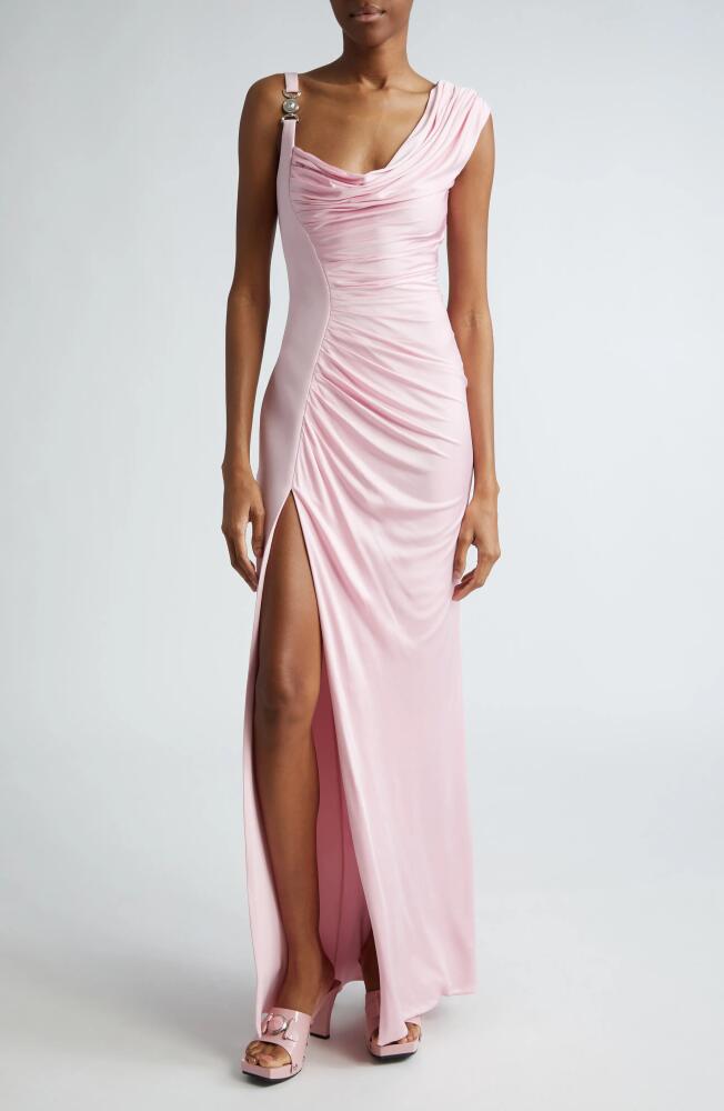 Versace Medusa '95 Draped Crepe & Jersey Gown in 95 Pastel Pink Cover