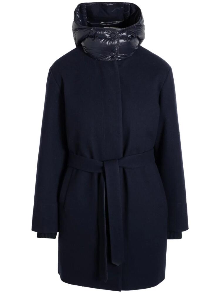 Norwegian Wool belted-waist hooded coat - Black Cover