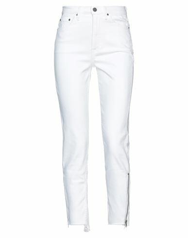 Grlfrnd Woman Jeans White Cotton, Polyurethane Cover