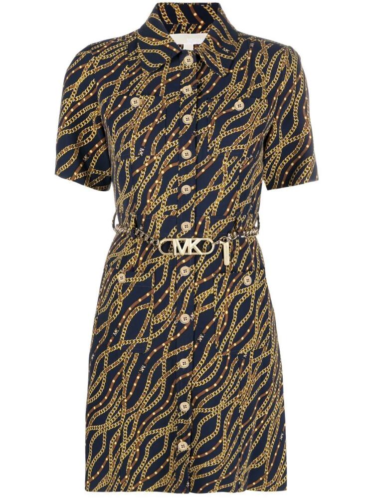 Michael Michael Kors chain-link print shirt dress - Blue Cover